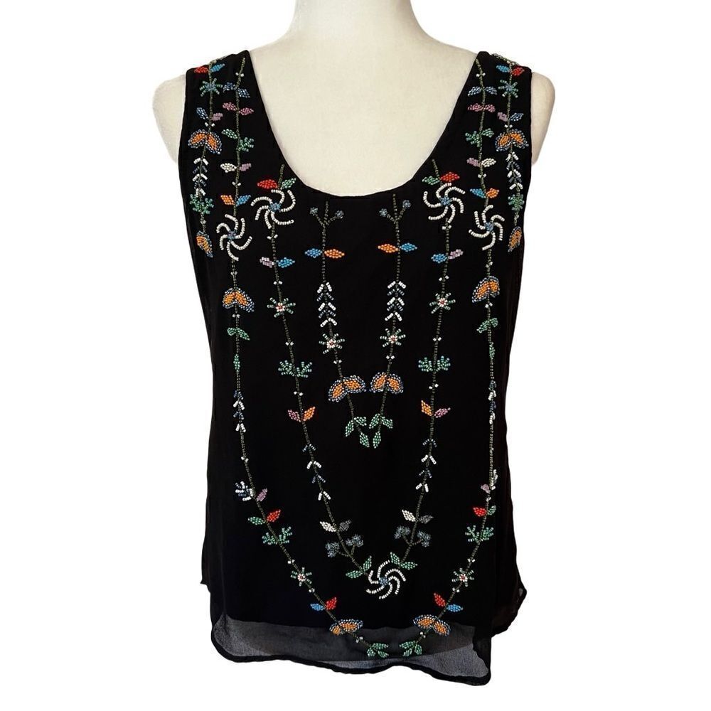 Hazel Black Beaded Tank Top. Size Medium. Great Condition!